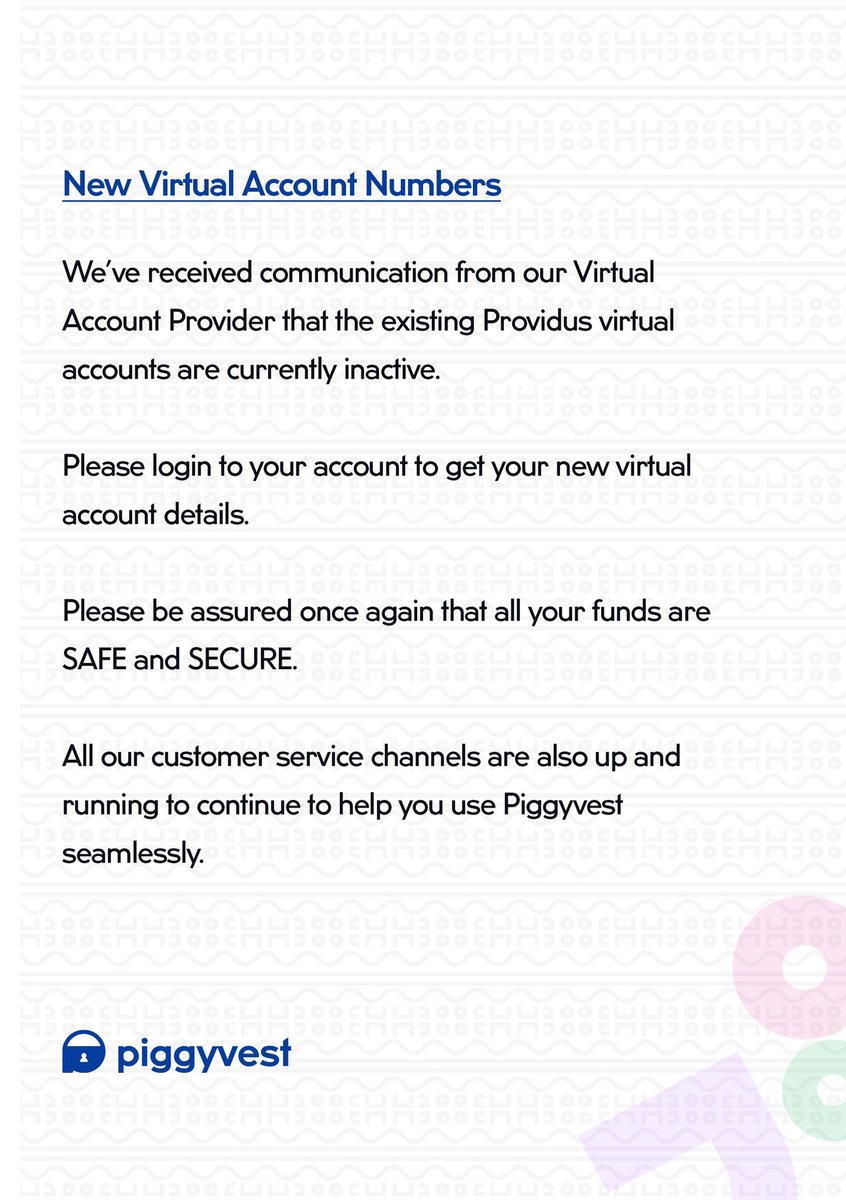Update on new virtual account numbers!
