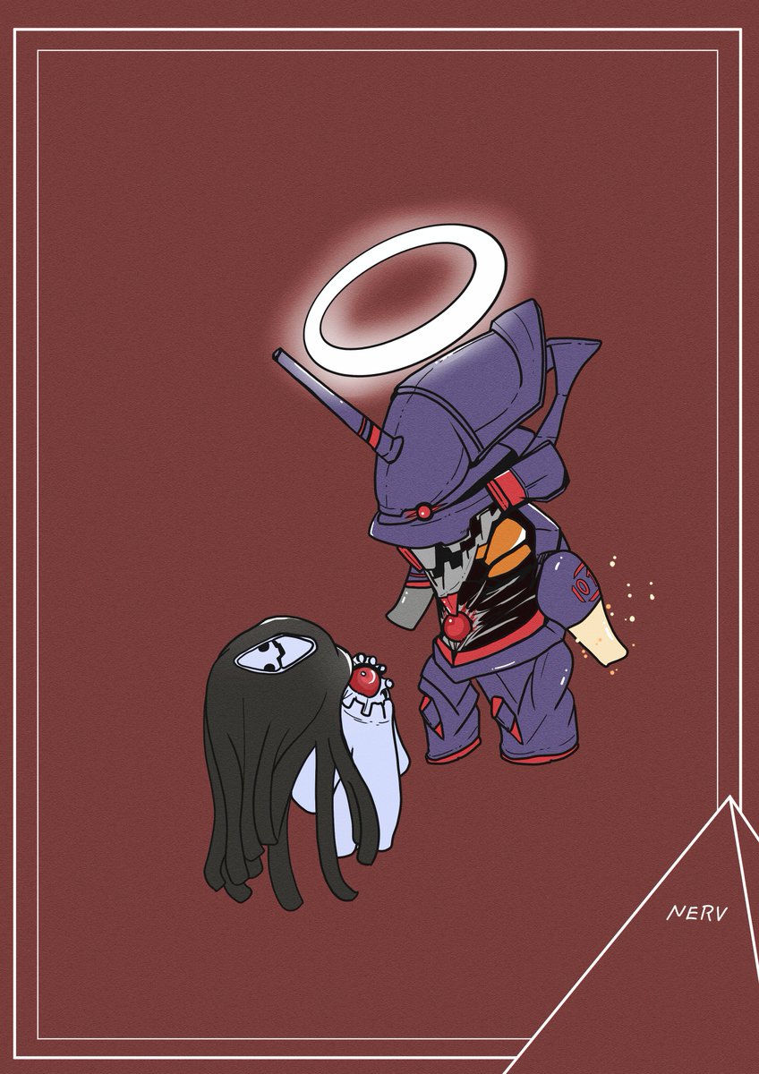 robot crossover no humans halo mecha chibi holding  illustration images