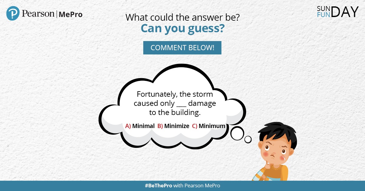 PearsonIN's tweet image. Another weekend, another #SundayFunday! 
Let’s see who can find the right option. Comment below with the correct answer. 

#MePro #PearsonMePro #English #EnglishLearning #PearsonIndia #Pearson #Education #AlwaysLearning