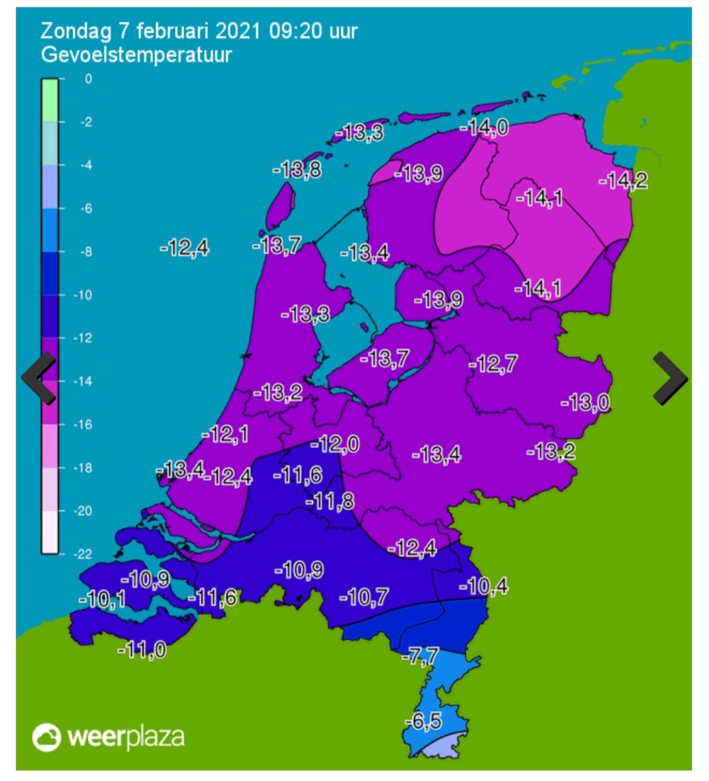 klaaswillemb's tweet photo. De #gevoelstemperatuur gaat richting de -15°C in de #goudendriehoek (bron: weerplaza)... #driftsneeuw #sneeuwjacht #ijzig https://t.co/RmhUJJHVPc