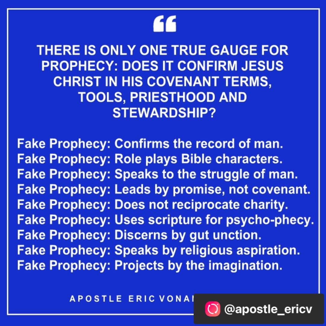 Apostle_Alma's tweet photo. Repost Apostle Eric vonAnderseck post. The church has entered into a new era of discernment through true apostolic stewardship.
As God exposes fake prophecy, He is freeing believers from Satan's destructive wiles.
https://t.co/prnAcjHk1Q
#visionchurch #christianinternational https://t.co/aKO72oNOnV