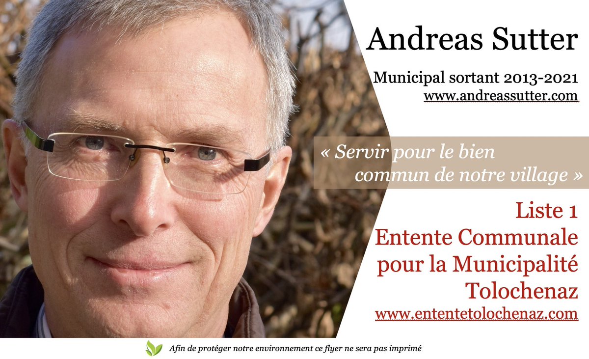 andreassutter's tweet image. Je me présente à ma réélection à la Municipalité de Tolochenaz. Un grand MERCI pour votre soutien !