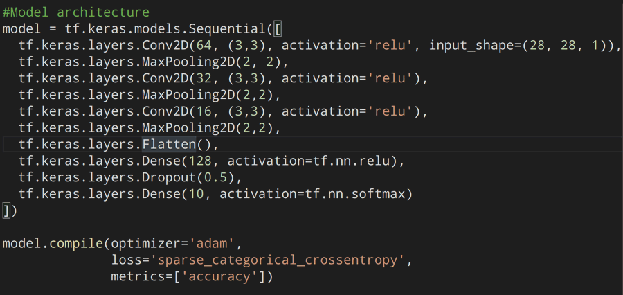 Here comes the fun part, we'll now define our neural network. The images will pass through these and our model will be trained. We'll be using this thing called a "convolution" and "pooling".(16 / 22)