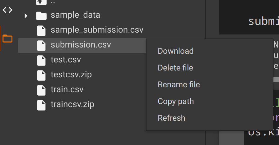 Congrats!You've trained the neural network, now can make the predictions on the test data and store them in a csv file which we'll submit to kaggle. (You can use the file icon in the left to browse through the files)(21 / 22)