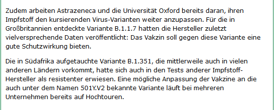datawrangler2's tweet photo. dpa|#Oxford|#London|07.02.2021-10:04

Der #Astrazeneca-#Impfstoff zeigt
neuen #Studie`n-ergebnissen zufolge
wohl lediglich eine recht begrenzte Wirkung
gegen die in Südafrika
entdeckte #Coronavirus-Variante

©https://t.co/j62chhGZzU
#b11248 #B117 #B1351 #B1352 #Mutation #SARSCoV2 https://t.co/0G81LcyEEO