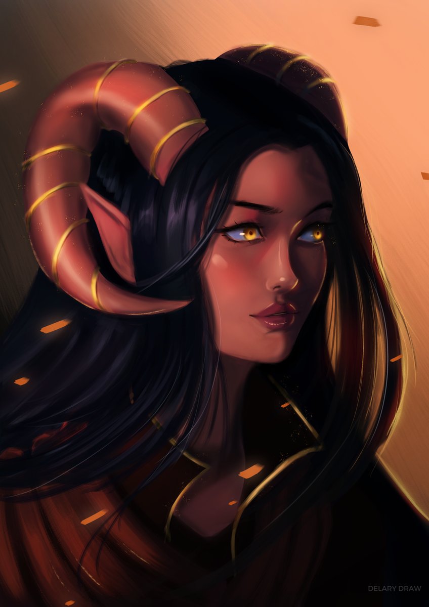 A Feral Tiefling portrait to practice DnD character! What do you think ? #dnd5e #dnd #dndart