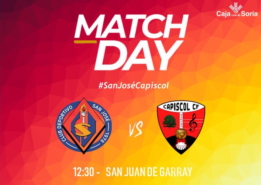FEMENINO | 🗣PREVIA

⚽️ Hoy es día de fútbol ⚽️ 

🏡 Hoy jugamos en casa. Nos visita al <a href="/CapiscolCF/">Capiscol CF</a> desde las 12:30 en el San Juan de Garray. Nos vemos esta mañana compañeras. 👋🏻

#VamosSanJosé #SanJoséCapiscol