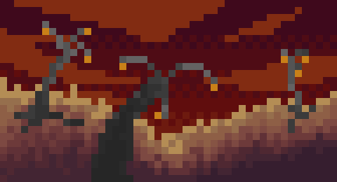 The Scarred Plains of Anthern. I would appreciate any criticism given so please tell me what you think! #pixelart  #indiedev #gamedev #indiegames #gamedevelopoment