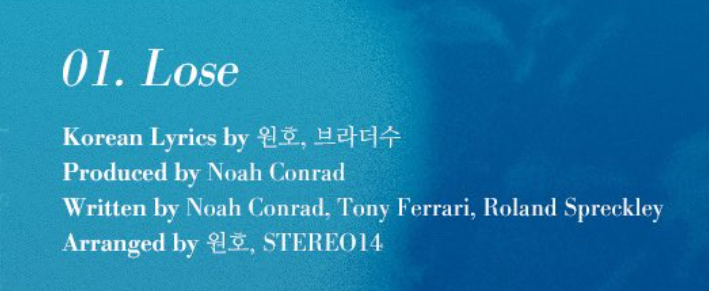 1. LOSEIn this song, Wonho worked with the incredible  @BrotherSu who has also worked with all StarShip artists ( Jeon Sewoon, WJSN, Monsta X, Hyolun...) But also with BTS, Blackpink, Yesung, Heize.  #원호  #WONHO #OPEN_MIND #Love_Synonym  #Right_for_Us @official__wonho
