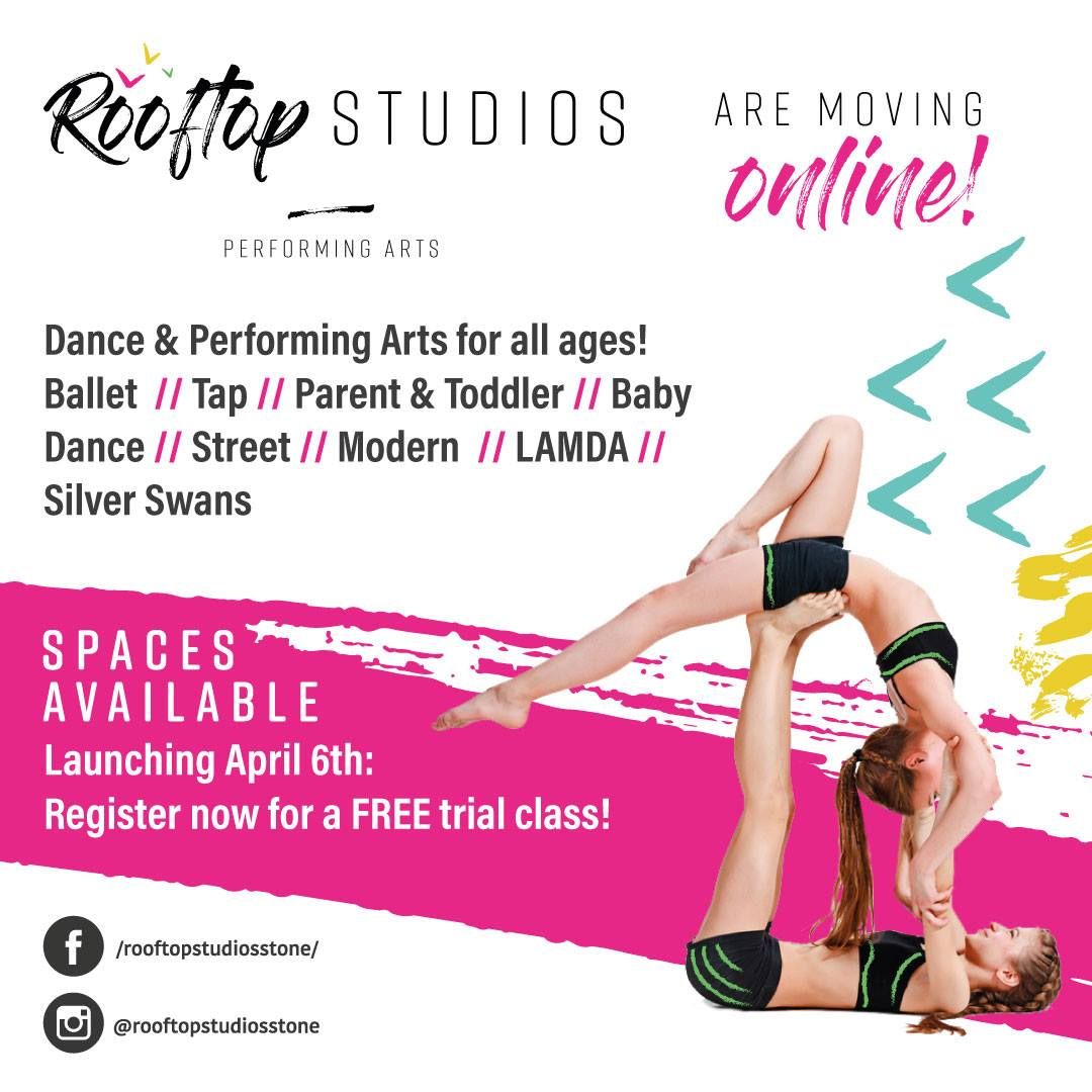 Rooftop Studios (@rooftopstudios1) on Twitter photo We’ve taken our packed programme of Dance and Performing Arts classes online offering something for everyone from tots through tweens and teens to adults!
Why not try something new this year! Email Claire@RooftopStudios.co.uk to book in for a free trial!! We’ve taken our packed programme of Dance and Performing Arts classes online offering something for everyone from tots through tweens and teens to adults!
Why not try something new this year! Email Claire@RooftopStudios.co.uk to book in for a free trial!!