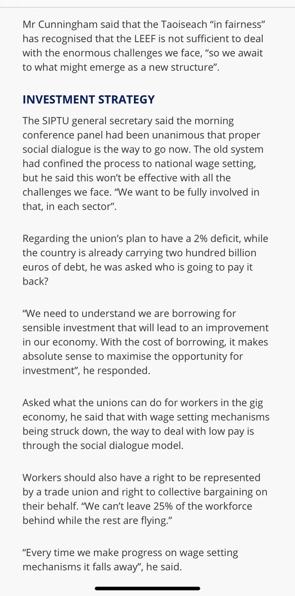 Given the promise to set up a social dialogue section in the Dept of An Taoiseach, it has to be asked- if discussions are only to take place between ICTU, IBEC and Govt, are we not again being excluded from social dialogue? @IrishTimes  @kfmradio  @lichamber  @nealerichmond