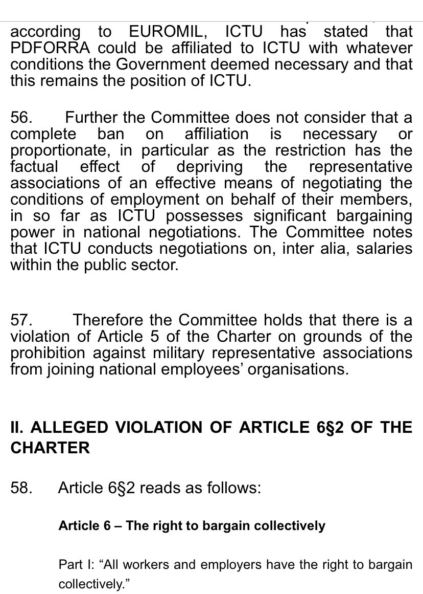 Finally, if our members are forced into a permanent pay commission that inhibits our freedom to Associate and collective bargaining is the Govt not breaching our members rights under Art’s 5&6 again? @CllrPioSmith  @labour  @fiannafailparty  @FineGael  @greenparty_ie  @sinnfeinireland
