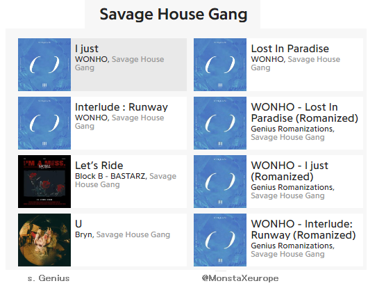 3. BEST SHOT & 4. WENEEDAs Wenee, we must recognize the name of SAVAGE HOUSE GANG, they have worked hand to hand with Wonho, in his first solo mini-album. About 안선영 (Ahn Sun-Young), sadly we haven't found much information, just Lady Cha Dal Rae's Lover OST.
