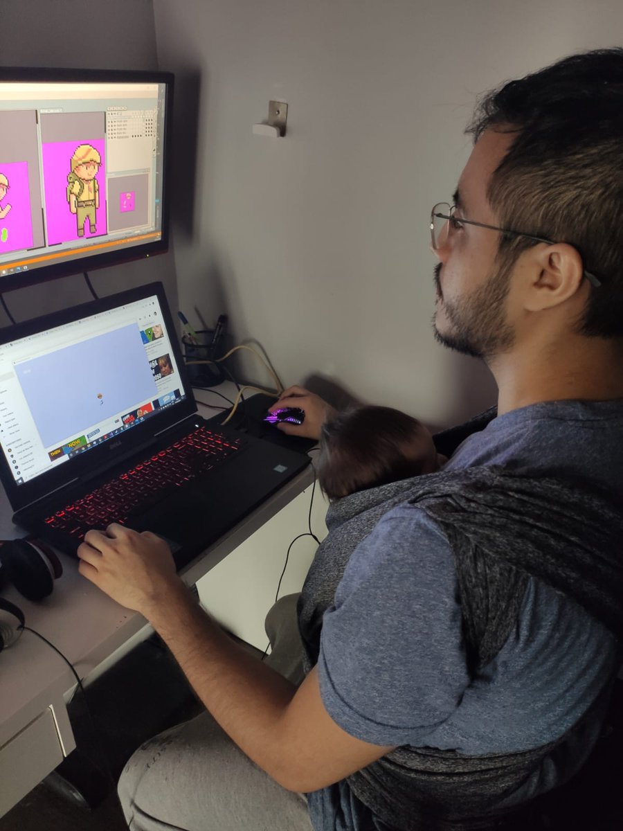 That's how you create games being a dad 🥰
#indiegamedev #indiegame #pixelart #aseprite #customengine