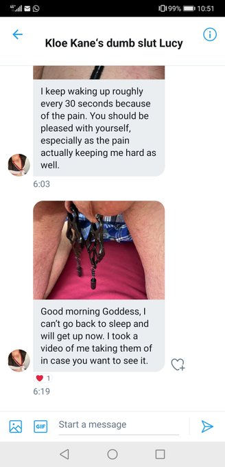 Sissy slut pissed me off last night so made her sleep with clamps on and to send me a picture message<a href="/tag/realloyalfans"class="tags"><span>#realloyalfans</span></a>