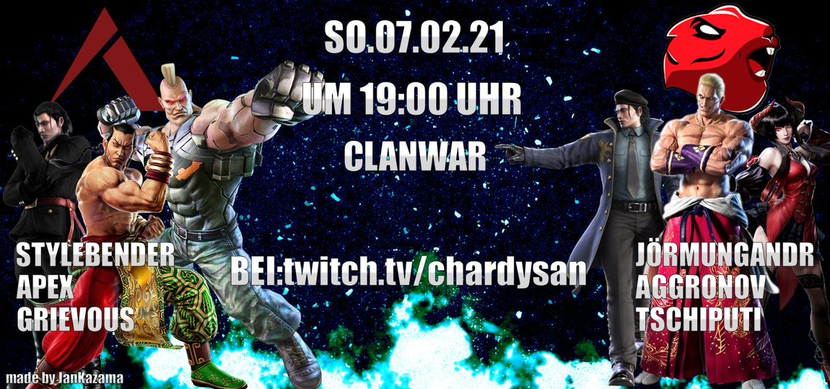 virtualetix (@virtualetix) on Twitter photo Finish to drink your soup because in a few minutes starts the Tekken Clan War revange between the VTX-A and <a href="/marchmarmots/">March Marmots</a> to redo the Swiss Tekken Final Fight in 2020.
🕖 19:00 CET
📺 twitch.tv/chardysan
🎙️ <a href="/ChardySan/">VTX | Chardy-San</a>
#VTX #purpleblood #twitch #live #stream Finish to drink your soup because in a few minutes starts the Tekken Clan War revange between the VTX-A and <a href="/marchmarmots/">March Marmots</a> to redo the Swiss Tekken Final Fight in 2020.
🕖 19:00 CET
📺 twitch.tv/chardysan
🎙️ <a href="/ChardySan/">VTX | Chardy-San</a>
#VTX #purpleblood #twitch #live #stream