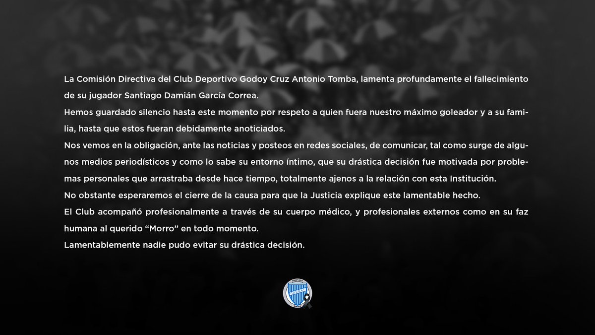 ClubGodoyCruz's tweet photo. COMUNICADO OFICIAL DE LA COMISIÓN DIRECTIVA. https://t.co/5RpMVBa58W