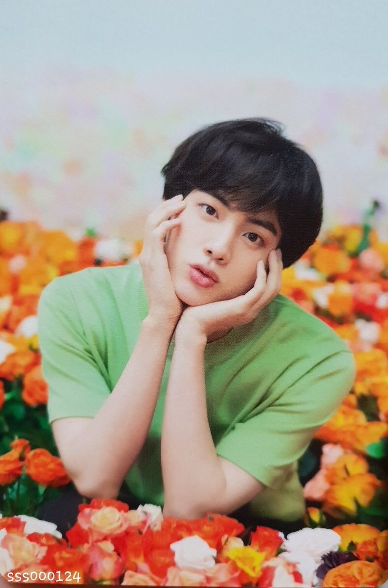 Kim Seokjin as Green. Green, the colour of life, nature and energy is associated with freshness and harmony. Green colour has healing power and is understood to be the most relaxing color for human eye.