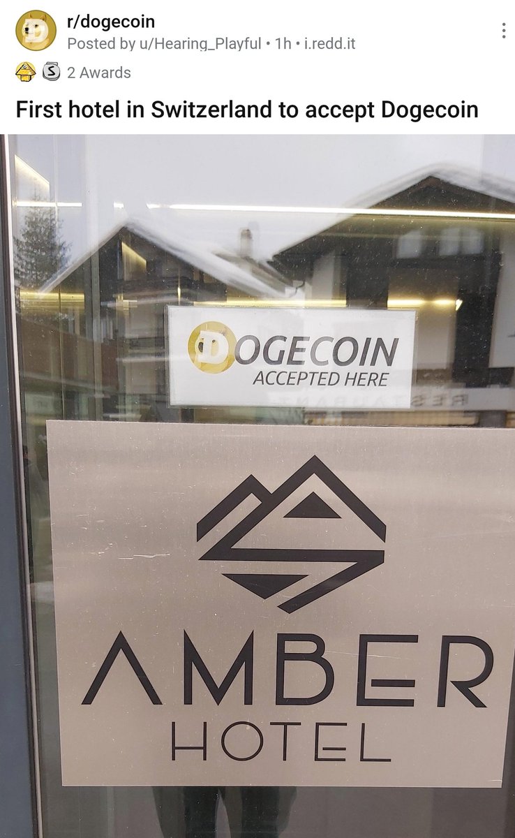 xDen7x's tweet photo. First hotel in Switzerland that accepts #dogecoin
#dogearmy #Dogecoinarmy #Dogecoinarmy #doge @elonmusk https://t.co/WIIZ64M6lg