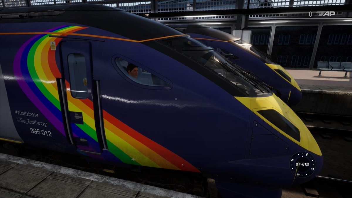 Official_SeanC's tweet image. Today im riding on board   #trainbow to Faversham then driving it to London got love @Se_Railway  high speed trains #class395 and if u look in the cab side window u can see my head popping up to say hi #traindriver @trainsimworld #trainsimworld2