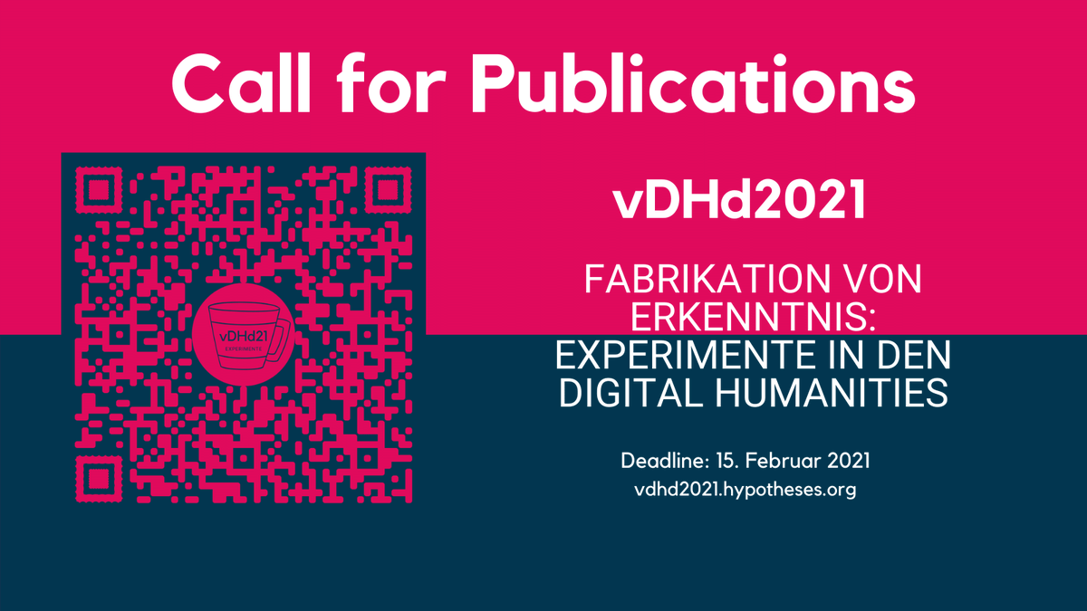 vDHd2021's tweet photo. Wir haben den perfekten Plan für die neue Woche für euch: Schreibt doch einen Abstract für unseren Call for Publications ;) Ihr habt noch 8 Tage Zeit!
#callforpublications #cfp #vDHd2021 #vDHTee #DH https://t.co/JLXw0HO0AU