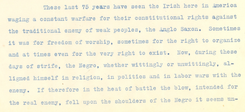 This archive inc. an exchange from 1921 when a priest w/ the Catholic Board for Mission Work among the Colored People in New York wrote to Du Bois & complained that he had unfairly blamed Irish Americans in  @thecrisismag for their anti-black racism, as they were just in the way..