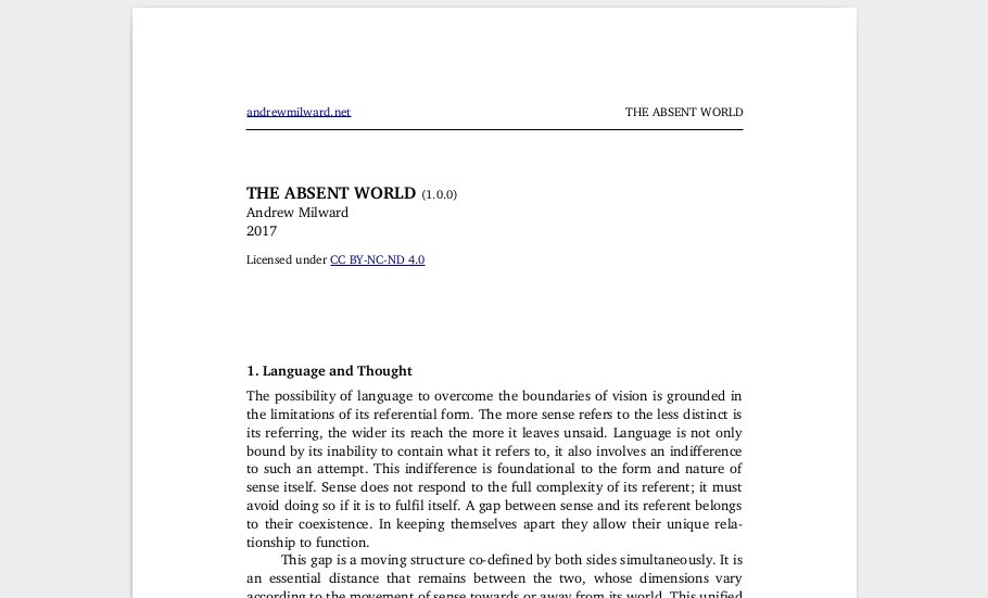 andrewmilward's tweet photo. Three essays on thought and language, the history of philosophy, and the creative writing process:

The Absent World: https://t.co/kAzN2FRkIa
Parmenides and Heidegger: https://t.co/ws84iq6Gel
Instinct and Intelligence: https://t.co/wOdSEKXxxq https://t.co/uLnNSnBSRM