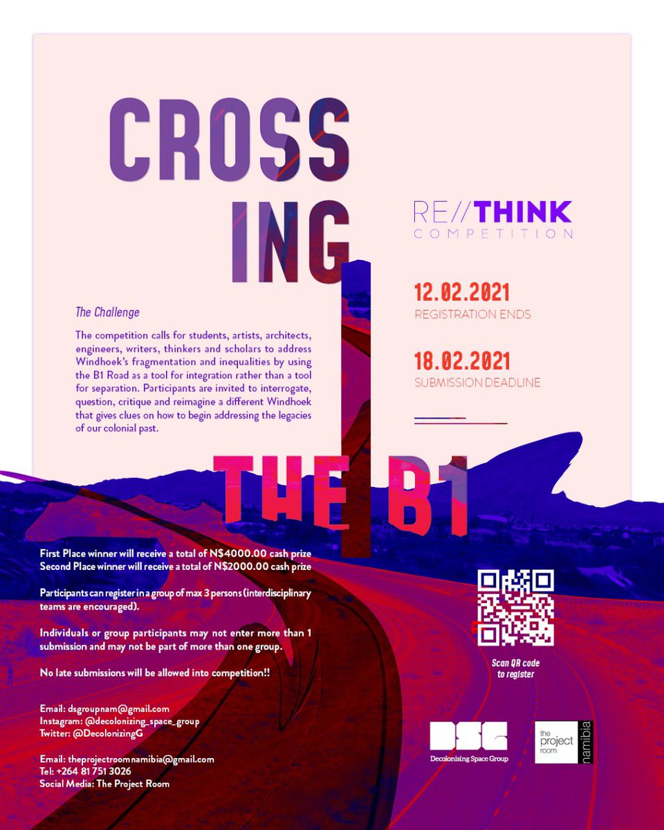 DecolonizingG's tweet image. 1 WEEK LEFT TO REGISTER 
* CROSSING THE B1*

So we have launched a design competition looking for creatives willing to take the critical challenge of reimagining our urban spaces. 

Registration link bit.ly/3olRSJc

Artwork and graphic design by Elrico Gawanab @diedoring