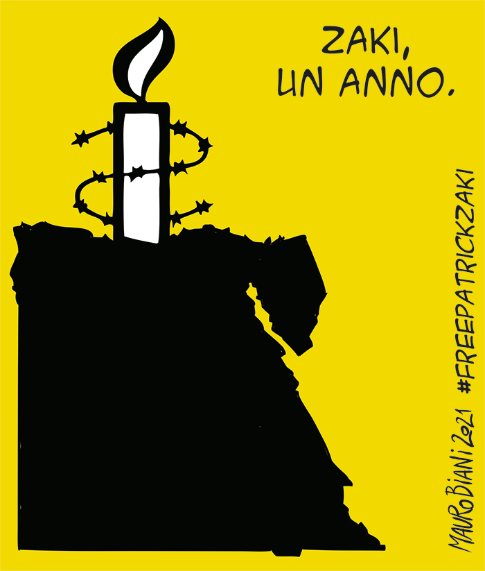 maurobiani's tweet photo. Un anno. 
#Zaki #PatrickZaki #Egitto 
#FreePatrickZaki 
Oggi su @repubblica https://t.co/9B4NjjwGY1