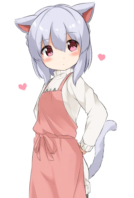 エプロンの紐を結ぶツグミちゃん❤ 