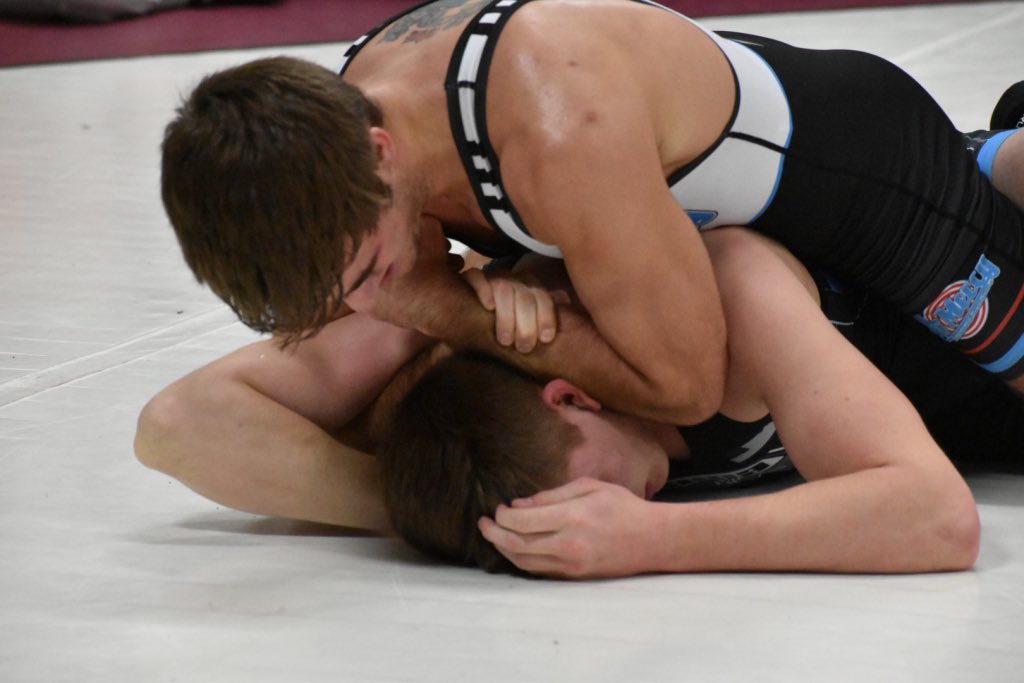 mcchs_wrestling's tweet photo. Great photos of Bryce Shelton and Elon Rodriguez in their matches yesterday against 1A champs. #WeAreThatGood #SilvaTrained #NoMercy #TheStormIsStrongerThanEver #Seniors https://t.co/yvpEngHPZs