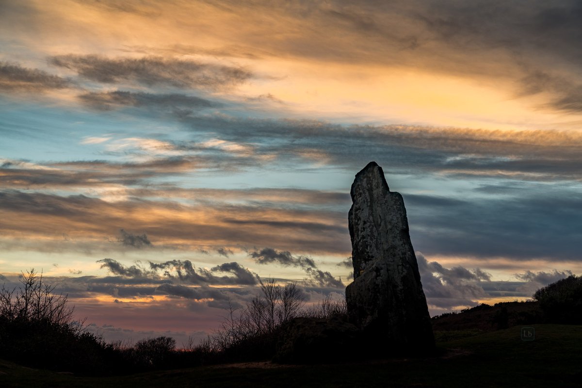 Sunset at the Long Stone, Mottistone, Isle of Wight, #isleofwight #landscapephotography #wintervibes #wicca #druid #standingstone #pagan