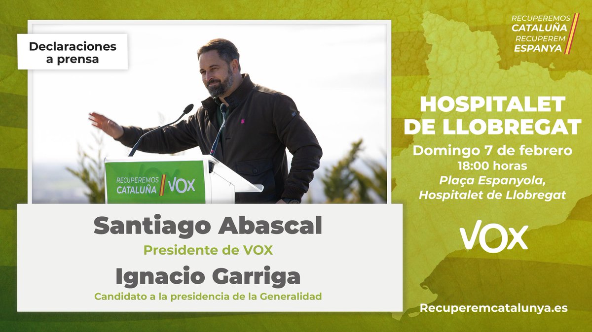 Santi_ABASCAL's tweet photo. Por supuesto, no vamos a suspender ni uno solo de los actos de campaña. Ni a tiros.

Quizá hagamos más.

Esta tarde estaré en Hospitalet. 

Invito a quien quiera venir, ciudadanos o medios, a que comprueben que en Cataluña no hay Libertad, ni democracia, ni elecciones libres. https://t.co/jbofXsIqJI