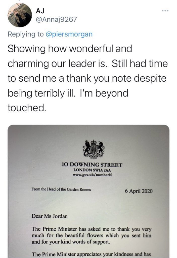 So, without further ado, I took a little look at Anna’s account, remember she’s married to a colonel in the SAS & she sent flowers to Boris? So first of all, I asked Anna why this letter, on her Twitter, was addressed to Ms Jordan & not Mrs Jordan (5)