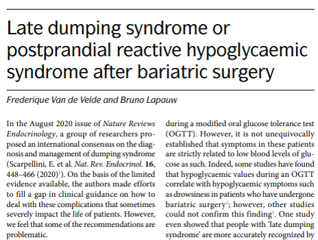 NatureRevEndo's tweet photo. Late dumping syndrome or postprandial reactive hypoglycaemic syndrome after bariatric surgery: a correspondence from Frederique Van de Velde &amp; Bruno Lapauw (£)
https://t.co/LvBF8xz6NP https://t.co/VopU23vRV7
