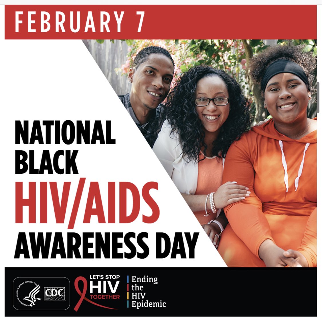 DrPatMJ's tweet photo. February 7 is National Black HIV/AIDS Awareness Day, a day to help stop HIV stigma and increase HIV prevention, testing, and treatment in Black communities.
#NBHAAD #StopHIVTogether #NCMEDRCoP @MeharryMedical @NCMEDR_Meharry @PCTCoP @pdjuarez https://t.co/Skz4pEZsaW
