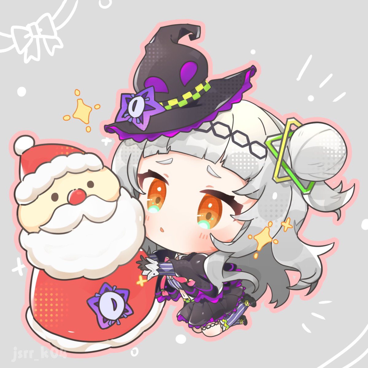 murasaki shion 1girl hat grey hair chibi single side bun witch hat hair bun  illustration images