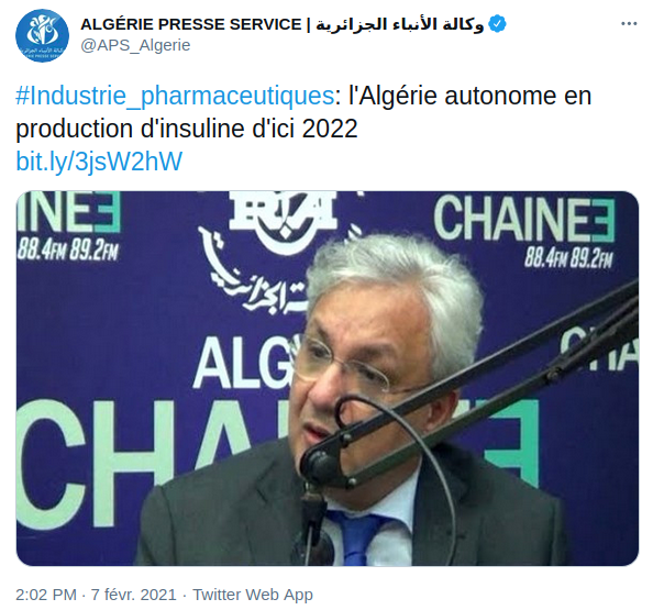 ONAPNT's tweet photo. Ils en parlent depuis 2012 pour la production de l'insuline en Algérie sans y parvenir, voilà que maintenant qu'ils parlent d'autosatisfaction en 2022 !!!
Plusieurs promesses, la dernière date de 2020 avec l'usine de Blida.
Promesses Non Tenues
#ONAPNT https://t.co/QUkRVsNXWD