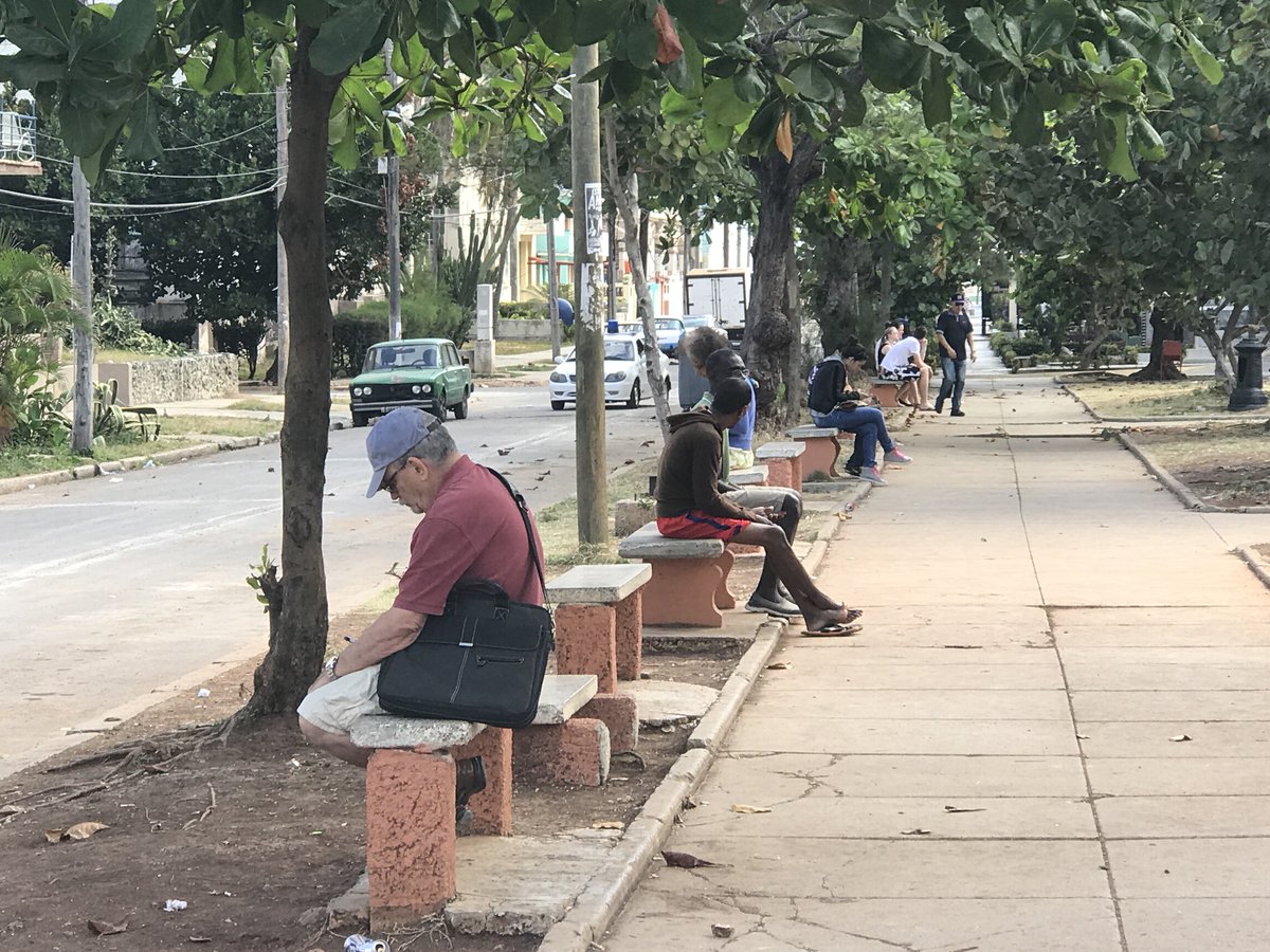 A local WiFi park in Havana where people go to hop online.