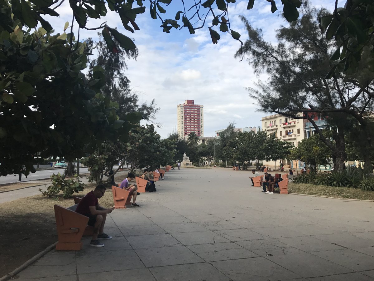 A local WiFi park in Havana where people go to hop online.