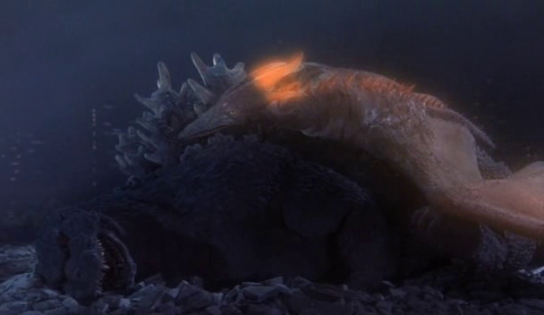 Super Mechagodzilla managed to immobilize Godzilla with its G-Crusher system, which destroyed the second brain controlling motor function in his lower body. Only through Fire Rodan's sacrifice did Godzilla recover and defeat Mechagodzilla.