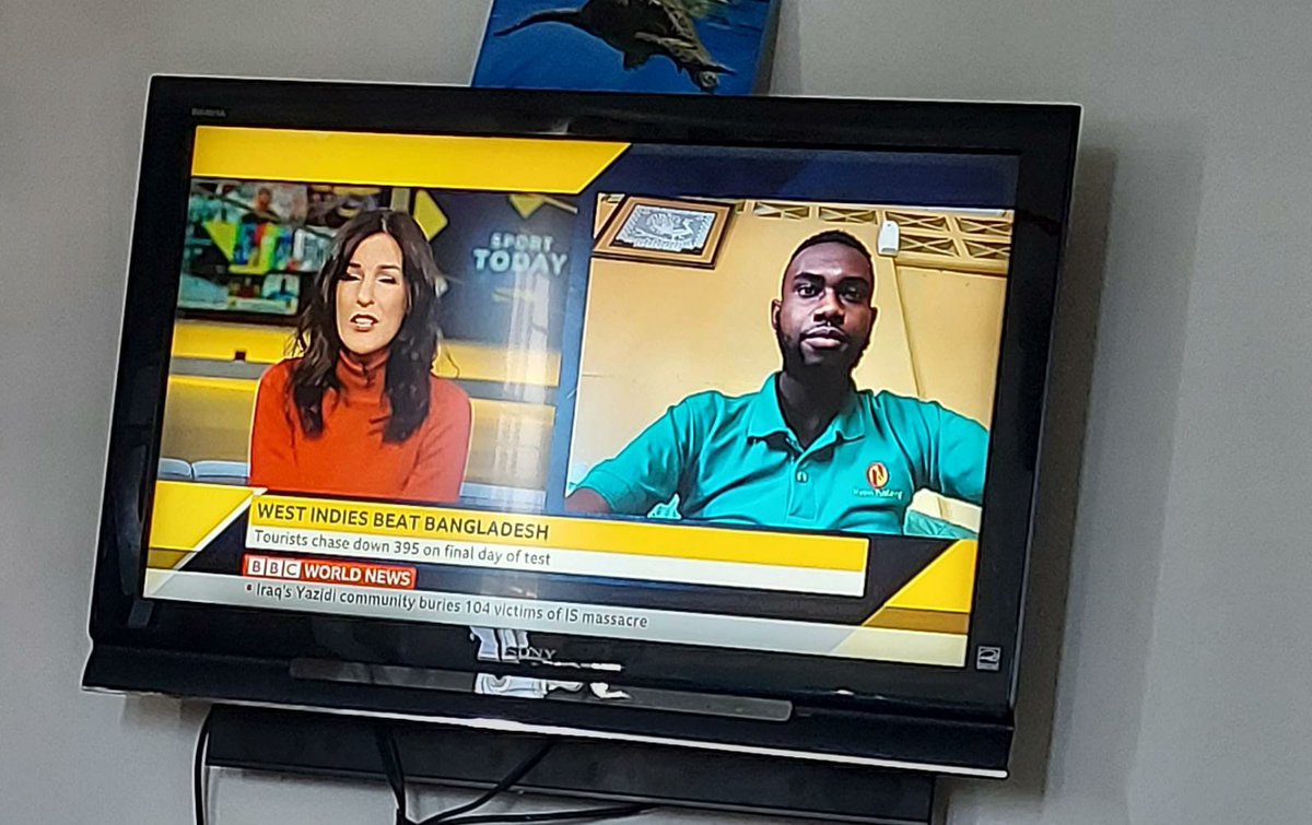 anmargboyce's tweet image. Dreamt of this day since I started my journalism career tbh. I really appreciate the BBC giving me this opportunity on live television. I was so nervous. I spoke about Kyle Mayers’ brilliant double century. 📺