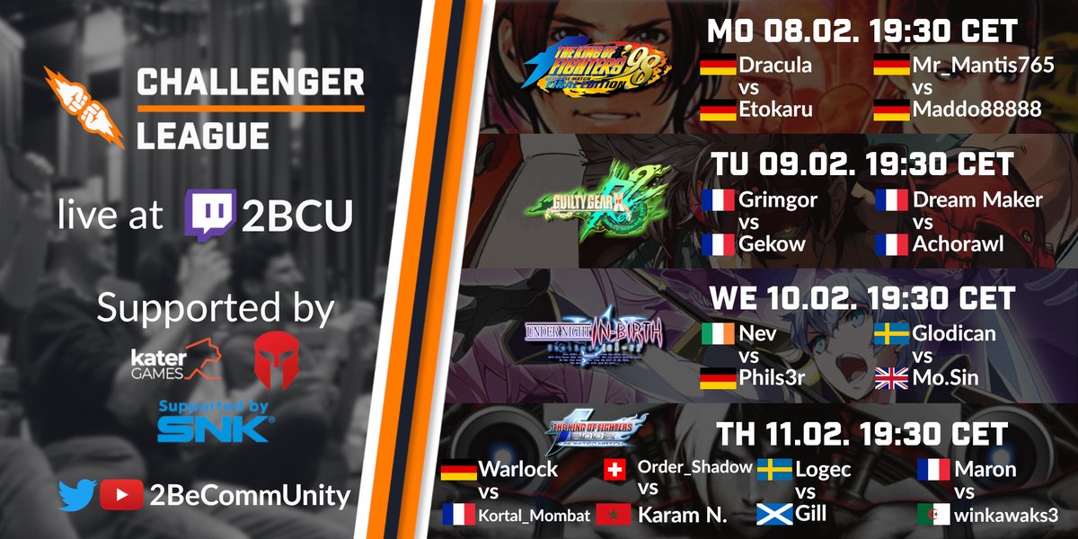 2BCU Challenger League Season 2 Week 5 Schedule