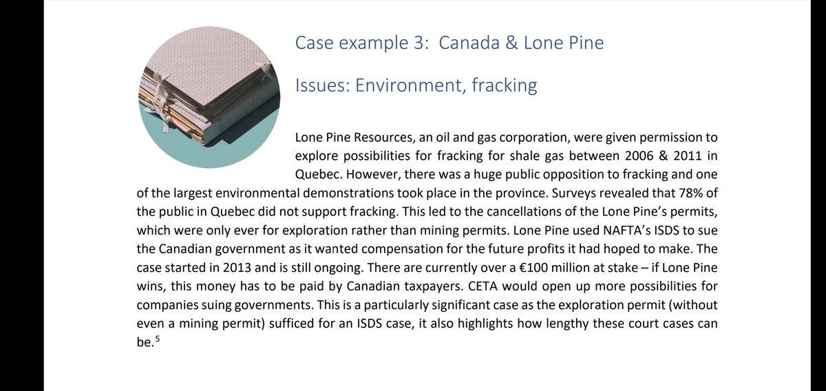 Case Three. Canada v Lone Pine?"Lone Pine is suingthe Canadian gov for *future profits it had hoped to make*"We can't sue corporations for the damage they knowingly cause to our planetary living system.CETA is immoral, illogical, anti-science and deeply unjust  #StopCETA