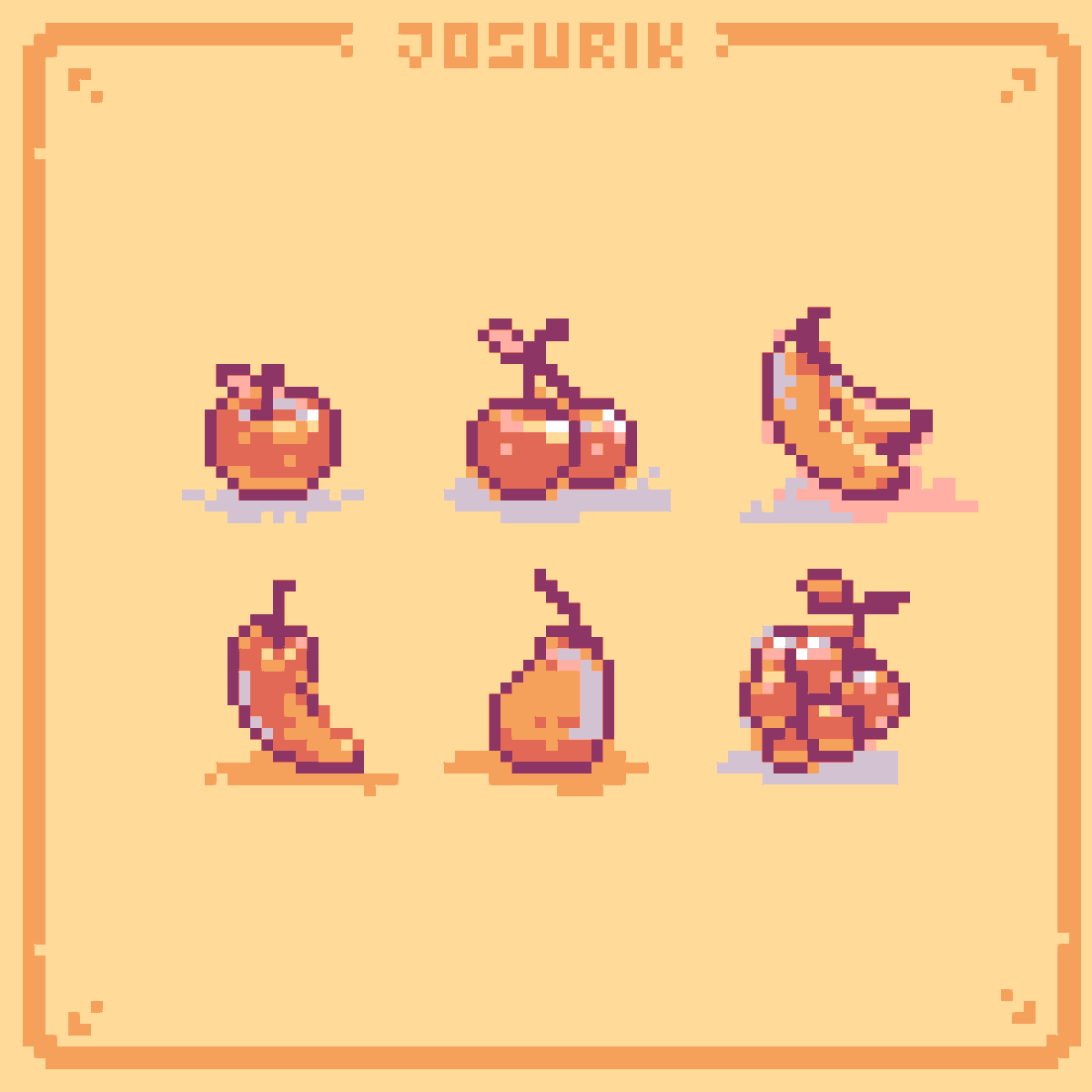 josurik_'s tweet photo. playing around with color palettes #pixelart #pixelfruits #aseprite https://t.co/zKDVprDACa