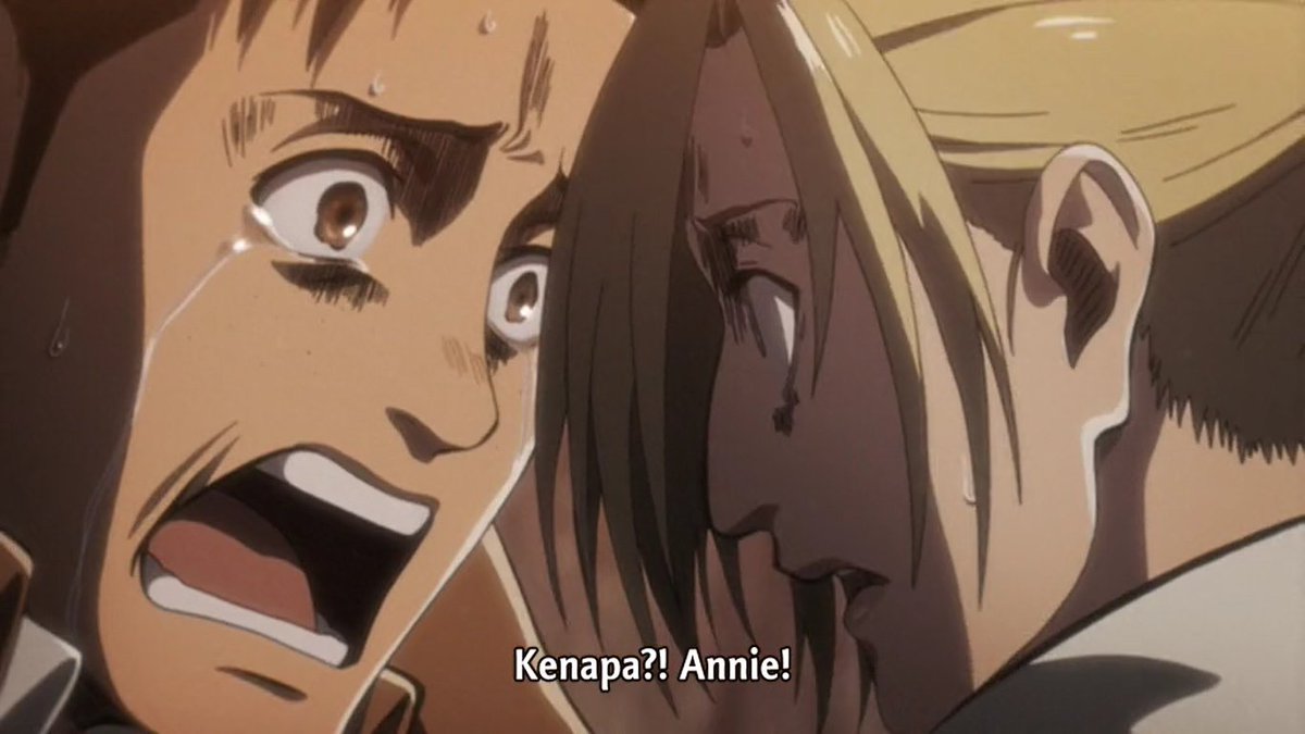 padahal kita sudah tau bahwa Annie tidak benar-benar 'baik' mengingat apa yang sudah ia lakukan bersama Reiner dan Bertolt. Annie juga sudah 'terpaksa' membiarkan Marco meninggal, lalu membantai habis squad Levi. Belum lagi ia 'terpaksa' membunuh warga sipil dan pasukan SC.