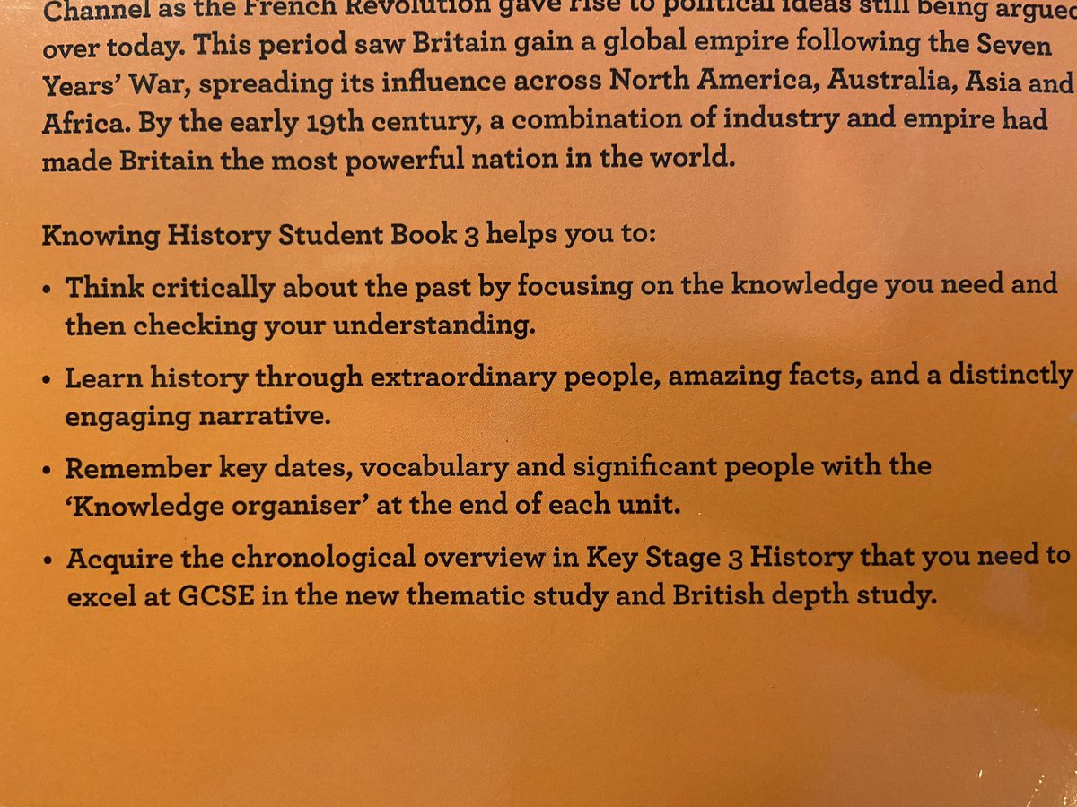 For example, Robert Peal’s ‘Knowing History’ series focuses on ‘the knowledge you need’. Yet, the integrity of the history within the text is lacking.