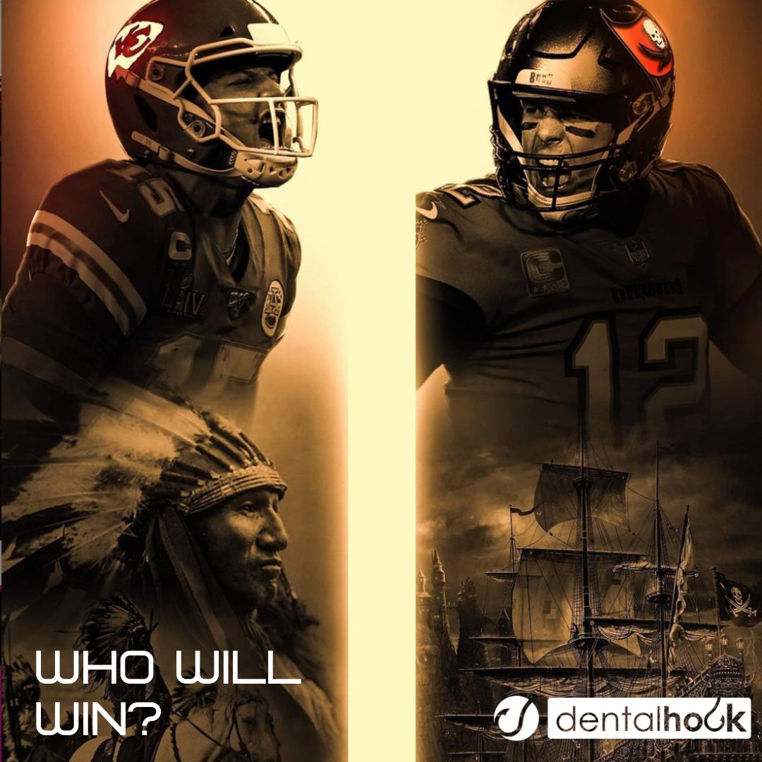 Dentalhook's tweet photo. What’s your Super Bowl LV team? Are you rooting for ⁣@tombrady Tampa @buccaneers or for ⁣@patrickmahomes @chiefs ? Comment Below 👇👇👇⠀
⠀
#DentalMarketing #Marketing #DigitalMarketing ⁣⁣#Superbowl2021 ⁣#football ⁣⁣#SuperBowlLV #SuperBowl #NFL ⁣#TomBrady  ⁣#superbowl https://t.co/6SiE7Yrgho