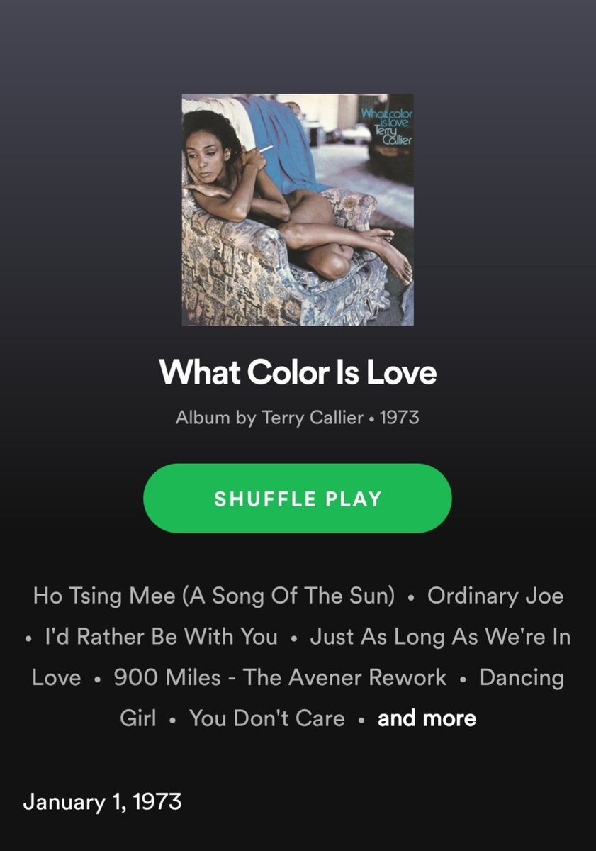 Had a lovely relaxing bath listening to this beautiful old album. Brand new to me but loving it so far. #TerryCallier #WhatColorIsLove