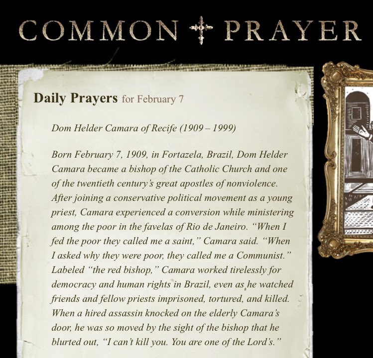 ShaneClaiborne's tweet image. “When I fed the poor, people called me a saint. When I asked why they were poor, they called me a Communist.”
-Dom Helder Camara (born Feb. 7, 1909)